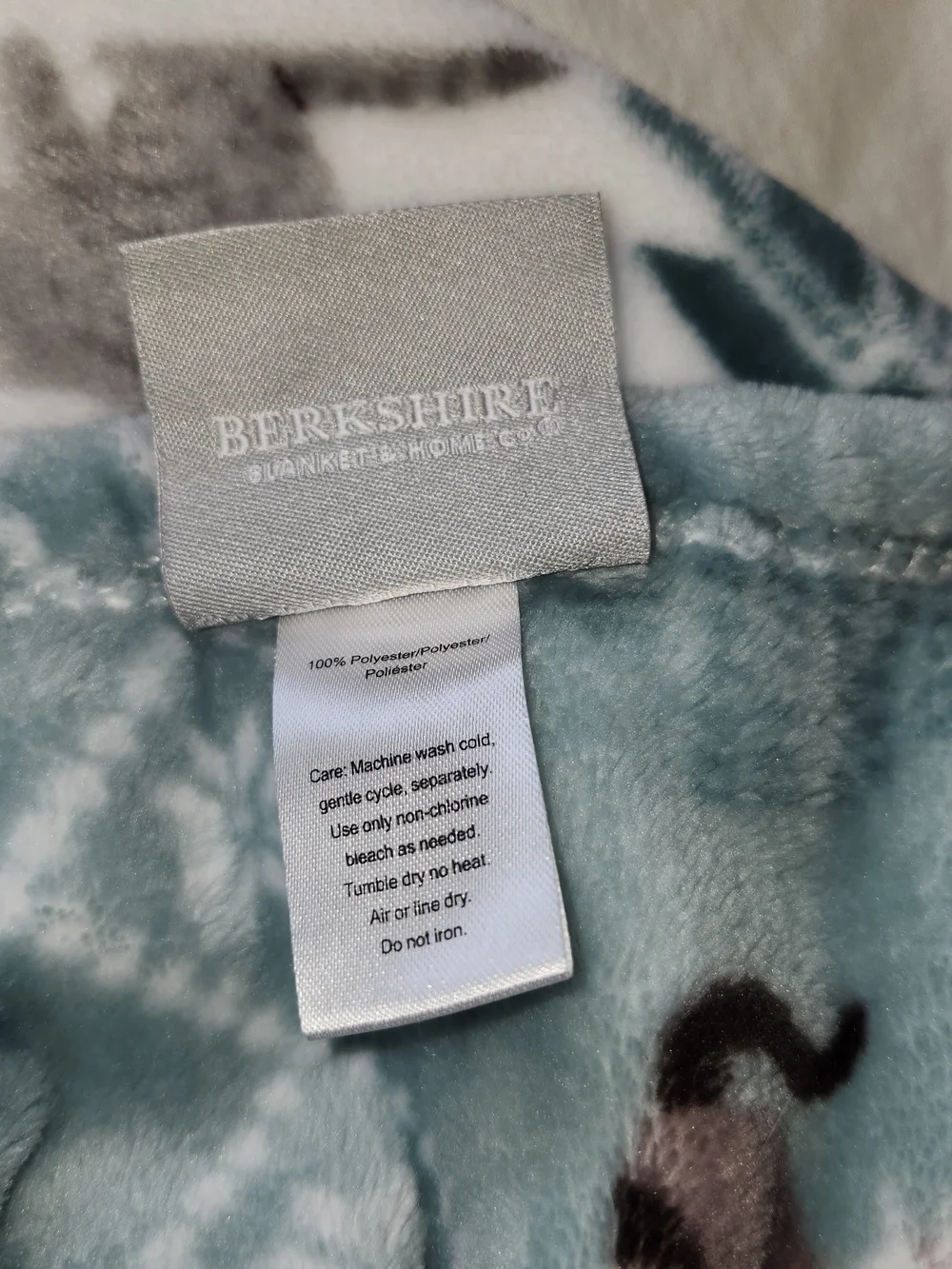 Berkshire Blanket Cat Creations Lili Chin Plush Throw Mint Teal Gray Fair Isle